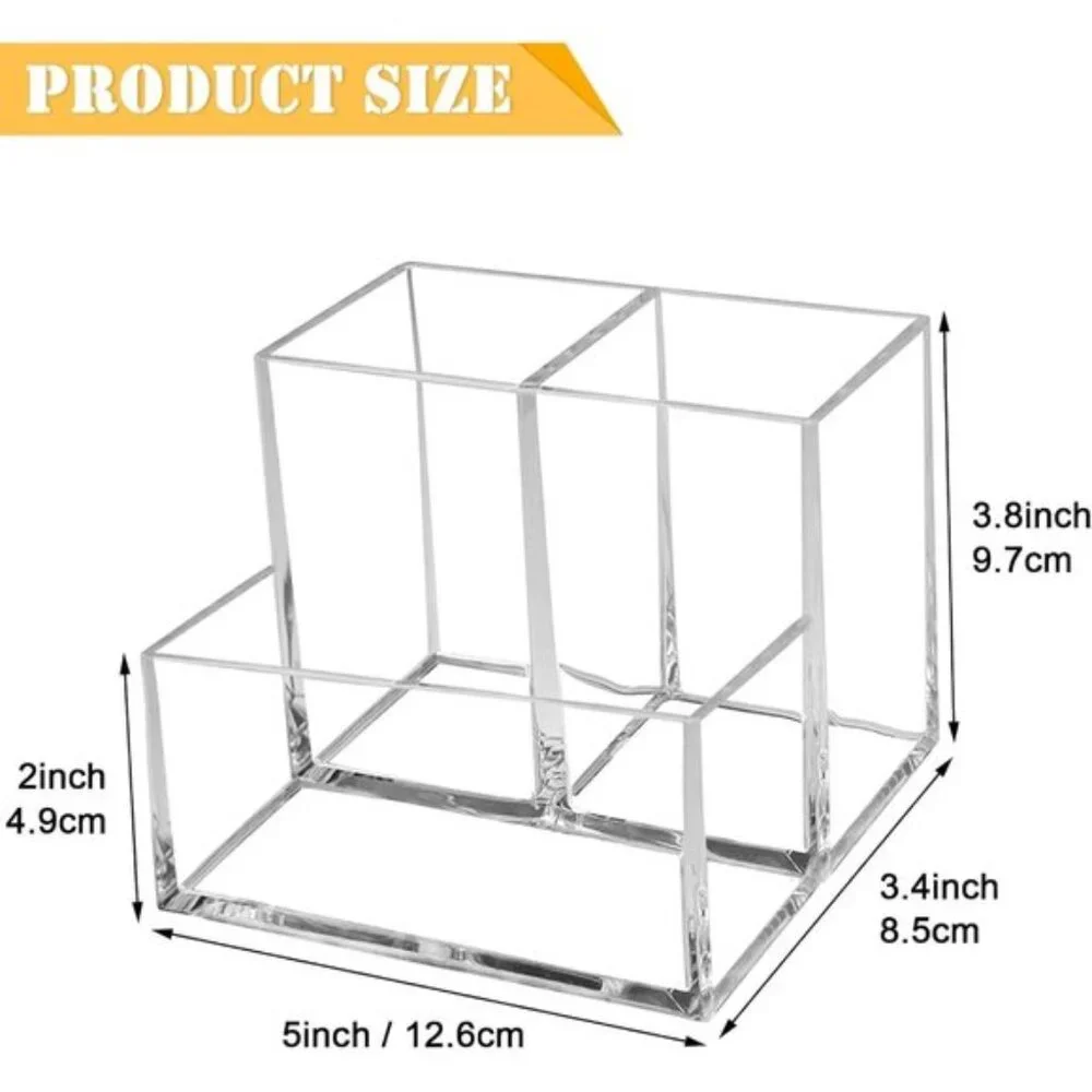 New Clear Acrylic Makeup Brush Organizer, 3-Slot Holder for Vanity or Desk Use